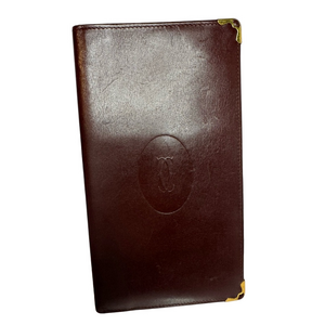 💖#109 Cartier Bordeaux Vintage Bifold Leather Long Wallet